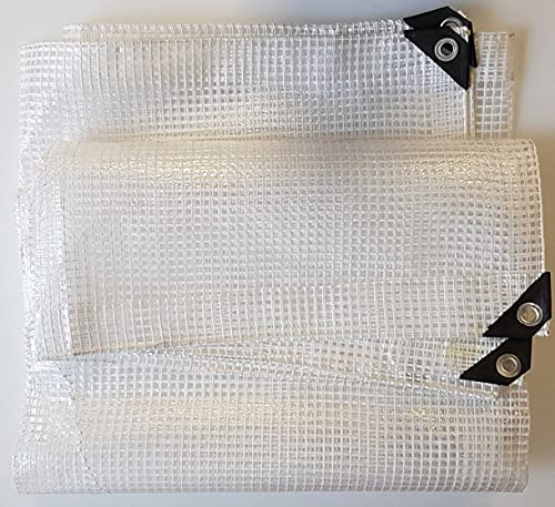 Waterproof heavy duty 300 gsm clear tarpaulin with reinforcing mesh,strengthened corners and hems ideal for covering up gazebo,builders tarp,ground sheet,camping,garden cover,… (2m x 3m)