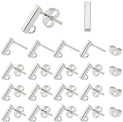 UNICRAFTALE Über 50 Stk Rechteck Ohrstecker DIY Edelstahl DIY Ohrstecker Ohrringe Rohlinge Mit Schlaufe 0.8mm Pin Ohrringe Selber Machen Basteln Zubehör Für DIY Ohrring Schmuckherstellung