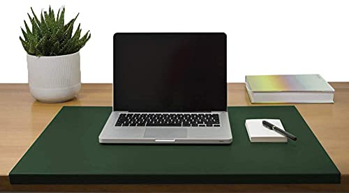 Gewinkelte Schreibtischunterlage Leder Schreibunterlage Rutschfeste Weichem Mausunterlage für Büro Hause Office Laptop PC Pad - wasserdicht Groß Mauspad-60 x 40 cm-Grün