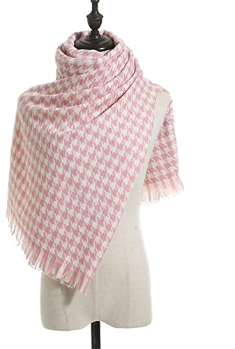 UKKO Kaschmirschal Gestrickte Herbst Winter Damen Schal Warm Schals Tücher-Pink,One Size