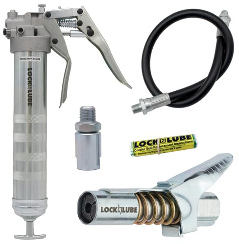 Professionelle Serie DualMode Pistolengriff Fettpresse Enthält unseren patentierten LockNLube®Fettkupplung (rastet ein, bleibt eingeschaltet, läuft nicht aus) plus einen hochwertigen 50,8 cm