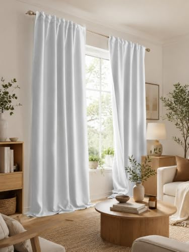 HOMEbasics | Akustikvorhang Uni | ACUSTICO | Lärm-, Hitze-, Kälte- und Zugluft-Schutz + abdunkelnd | wollweiß/hellgrau | 245 x 135 cm