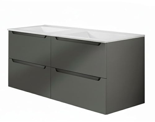 Kibath Mueble de baño con Lavabo Victoria 120x45 cm Acabado Grafito Mate 2 cajones suspendido