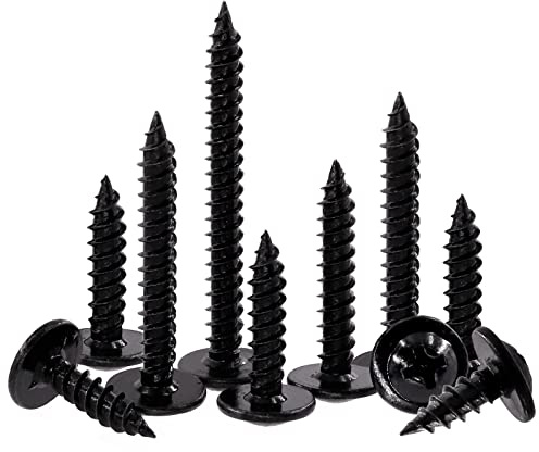 Swpeet 120Pcs #8 x 1 Phillips Modified Truss Head Wood Screws Kit, Black Phosphate Zinc Plated Carbon Steel Self Tapping Sheet Metal Screws Self-Drilling Screws for Plastic, Wood and Soft Materials