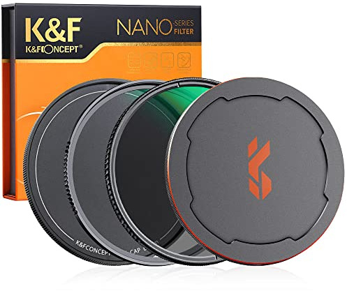 K&F Concept MCUV+CPL - Kit de filtros de cámara con tapa de lente de metal, polarización circular, revestimientos multicapa, HD, impermeable, antiarañazos, antirreflejos (55 mm)
