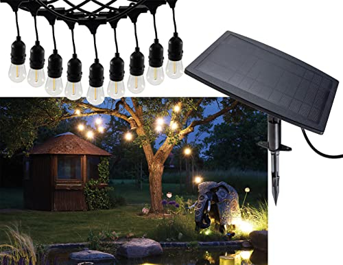 ChiliTec Solar Lichterkette Außen - Solarleuchten Wetterfest 6m lang 10 LED Lampen IP44 Aussenbeleuchtung Outdoor - Solarpanel mit Akku - AussenLichterkette für Hochzeit Party Weihnachten