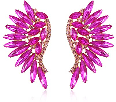 EVER FAITH Pendientes Mujer Cristal con Diamantes de Imitación en Forma de Marquesa de Ala de Ángel para Niñas