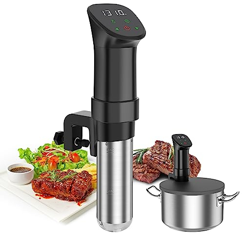 Sous Vide Machine-Suvee Cooker-Rocyis Sous Vide Kit with Lid, Recipes-1000W Fast Heating Immersion Circulator/Accurate Temperature and Timer/Digital Touch Screen, Stainless Steel (US Standard)