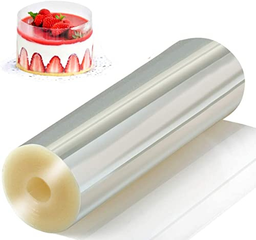 NCRGB Tortenrandfolie,10m Lang Transparent Acetat Rolle Verdicken,Acetat Kuchenstreifen Wiederverwendbar für Tortendeko Schokolade Mousse Kuchen Dessertringe (20cm×10m)