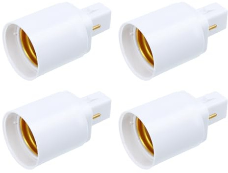 Totority Adaptateur G24D vers E27, 2,56 x 1,38 x 1,38 po, PBT Ignifuge & Installation Rapide sans Outils pour Remplacer Ampoules G24D par LED/Halogène/Filament, pour Plafond, Lampe sur Pied