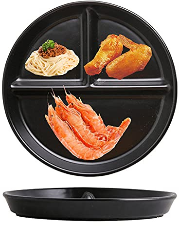 JMYDecor 2er Set Porzellan Teller, 20 cm, geteilte Teller mit 3 Fächern, für Abendessen und Salat, Restaurant, Familienfeier und Küche, rund