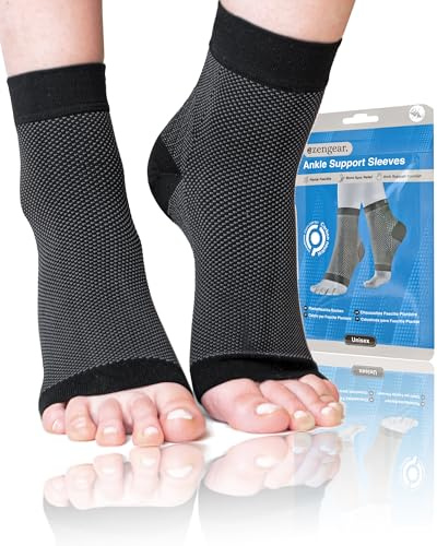 Plantarfasziitis Socken 2 Paar, Knöchelbandage mit Kompression, XXL | Schnelle Linderung bei Fuß- und Fersenschmerzen, stützt Fußgewölbe und Achillessehne, 7 Zonen, Damen und Herren, Schwarz