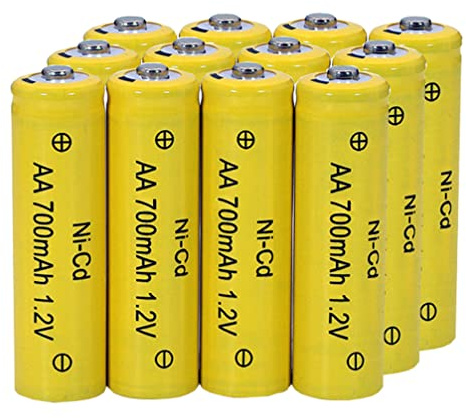 Betmaxful 12 Packs AA Garden Ni-Cd Batteries 1.2V AA 700mAh Ni-Cd Rechargable Battery for Solar Lights,Lawn Landscape Lighting