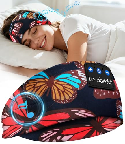 LC-dolida Sleep Headphones Headband,Soft Sleeping Headphones Bluetooth Headband with Earphones Wireless Soft Music Headband Earphones for Men Women Teens Yoga Workout Fitness Relax Travel
