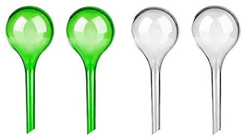 LATRAT 4 palline da irrigazione per piante, 13 x 5 cm, per piante in vaso, auto-irrigazione (bianco e verde