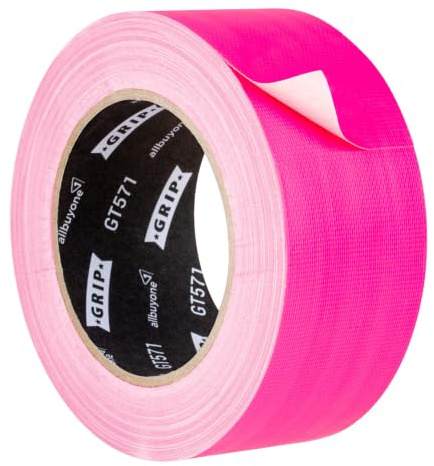 GRIP Eventbasics Ruban adhésif fluo GT 571 - 50 mm x 25 m - Structure fine - Très grande adhérence - Amovible en 48 h - Pour intérieur et extérieur - Rose fluo