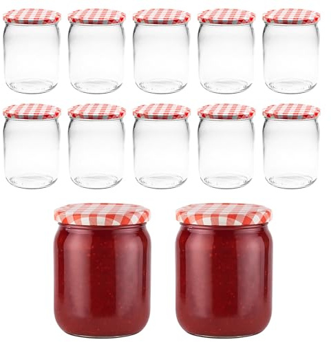 Devitre 12er Set Marmeladengläser 540 ml Einmachgläser mit Deckel und Aufklebern