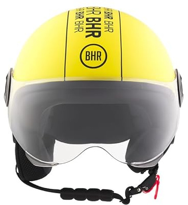 BHR 835 Special Demi-Jet hjälm - ECE 22.06-godkänd motorcykelhjälm med repfritt visir, mikrometrisk upplåsning och avtagbara kindkuddar - cool gul S