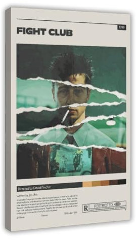AmAzwi Fight Club Filmposter 20 Leinwand Poster Wandkunst Dekor Druck Bild Gemälde für Wohnzimmer Schlafzimmer Dekoration Rahmen: 30 x 45 cm