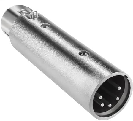 QIANRENON XLR Converter - 5Pin Male to 3Pin Female, DMX Stage Lighting, Audio & Microphone