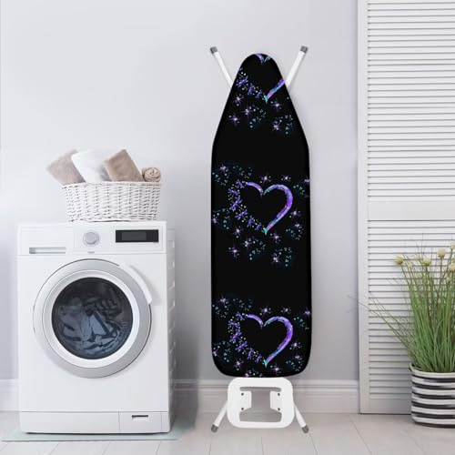 Poceacles Heart Print Ironing Board Cover Durable Heat Reflective Iron Pad for Table Top, Non-Slip Ironing Board Cover Heavy Duty Ironing Board Pads, XL