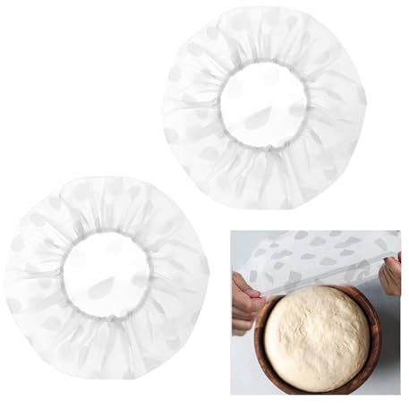 2 Cubiertas para Alimentos y Pan, Accesorios para Hornear, Cesta de Fermentación con Cubierta de Goma, Lámina Redonda para Cuencos
