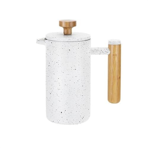 HASMI Hervidor de café Prensa francesa de acero inoxidable doble, filtro de aislamiento, cafetera manual for el hogar, Espumador de leche Uso doméstico (Color : White, Size : 1000ml)