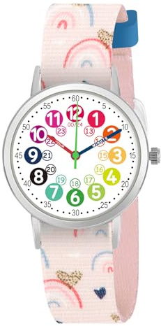 CHAOTECHY Kinderuhr für Mädchen und Jungens. Kleine Kinder Lernen die Zeit kennen und leicht zu lesen. Justierbares Nylon Armband, Analog Uhr für Jungens und Mädchen zwischen 4 bis 11 Jahren