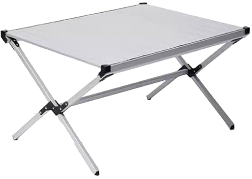 Klappbarer Campingtisch, tragbarer Picknicktisch, Campingtisch aus Aluminiumlegierung, aufrollbare Tischplatte, leicht, für Camping im Freien (Silberfarbe)