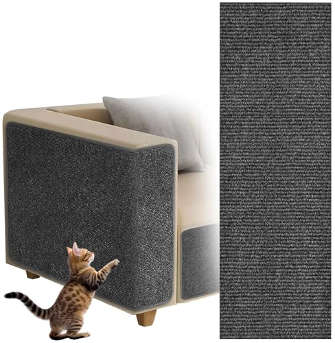 Tapis Griffoir pour Chat Auto-adhésif, ZoneYan 30 * 100cm Tapis à Gratter Autocollant pour Chat, Climbing Cat Scratcher, DIY Trimmable Chats Grattoir, Protège Les Tapis et Canapés (Gris foncé)