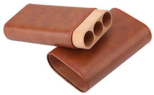 Zigarrenetui aus Leder mit 3 Röhren, Innenfutter aus Zedernholz, Reise-Humidor für 3 Zigarren – Reise-Zigarrenetui mit Guter Abdichtung