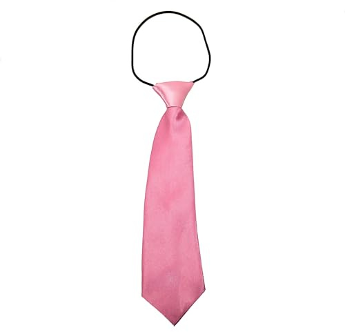 Boys Pre-Tied Ties. Satin Plain Coloured Childrens Ties. Elasticated.Handmade. Wedding, School, Fashion (Light Pink, Boys Tie)