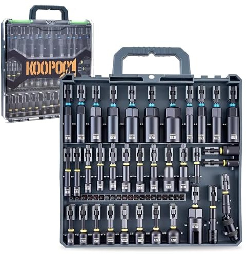 Magnetic Socket Set for Impact Driver & Drill, Nut Driver Bit Set with Socket Adapters, Quick Release Extension, SAE Metric Sizes, Storage Case