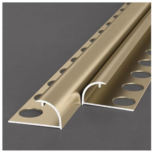 XYUERU Fliesenzierstreifen, Fliesenschiene aus Aluminiumlegierung, Bodenübergangsstreifen, langes 250 cm langes Fugenprofil for Laminat mit Einer Randhöhe von 10,5–12,5 mm(Gold,12mm)