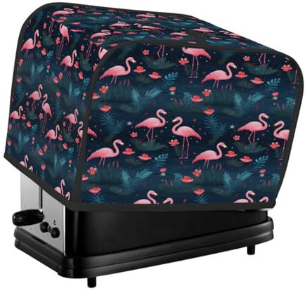 Toaster Cover 2 Slice Toaster Cover Pink Flamingo Flowers Leaves Stain Resistant Kitchen Small Appliance Cover Machine Washable Women Gift