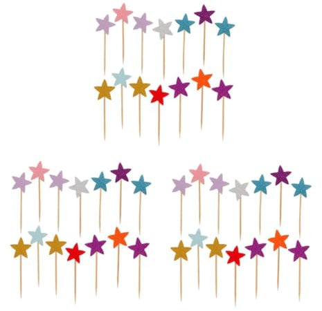 OFFSCH 150 Stück Dekorative Tortenaufsätze Cupcake Ornamente Dessertaufsätze Stern Cupcake Picks Cupcake Topper Stern Kuchen Picks Cupcake Dekoration Glitzernde Stern