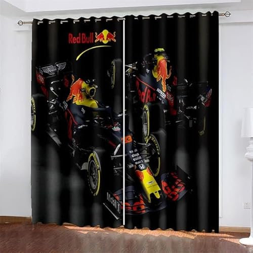 ZZTBQ F1 Racing Printed Blackout Curtains - Eyelet Curtains Room Darkening Privacy Protected Long Window Drapes for Sliding Glass Door, W46 inch x L90 inch, 2 panels