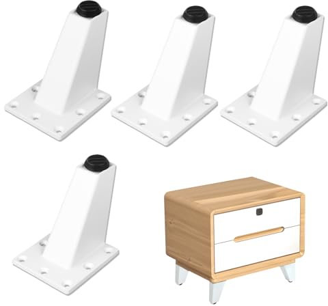 Pieds De Table Meuble Canapé - Convient pour Armoire Table Basse TV Et Autres Meubles Hauteur Réglable 4 Pièces 8 CM Robuste Durable Forte Capacité Aluminium Résistant à Abrasion et Lisse,Blanc