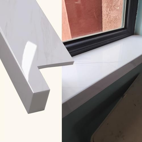 Window Sill Cover Nosing Window Bay Cover for Sill Ledge Protector, Concrete Windowsill Capping Board for Home Kitchen Decor, White Cill Panels with Marble Texture(180x40cm (70 7/8X15 3/4))