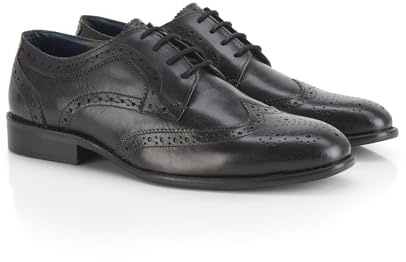 Catesby P138 Premium läder herrskor brogue formella bröllop extra vadderade skor för män, Svart, 42.5 EU