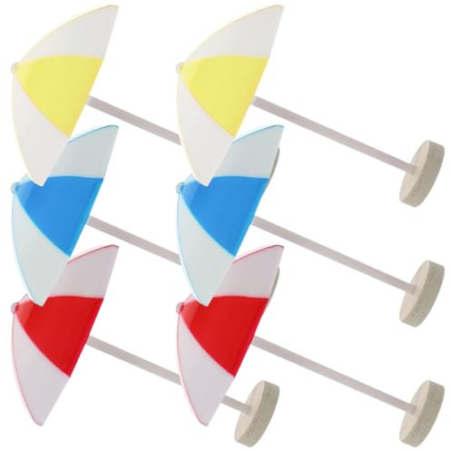 SUPVOX 6pcs Mini Sun Umbrellas Beach Parasol Ornaments for Miniature Garden Beach Layout Scene Decor Toys