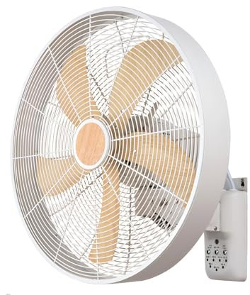 YAVYAV Ventilador De Pared Retro De 45 Cm, De Metal, Mecánico, Con Control Remoto Y 3 Velocidades, Oscilación De 120°, Para Uso Doméstico, Industrial Y Comercial(Creamy white)