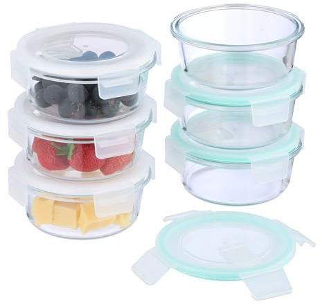 Relaxdays Livsmedelsbehållare med lufttät lock, set om 6 x 400 ml, glasburkar