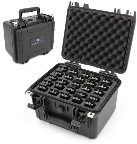 CASEMATIX Mundharmonika-Tasche für mehrere Mundharmonikas, kompatibel mit bis zu 25 Hohner, Fender und anderen Mundharmonikas bis zu 12,7 cm – inklusive wasserdichter Tragetasche nur für