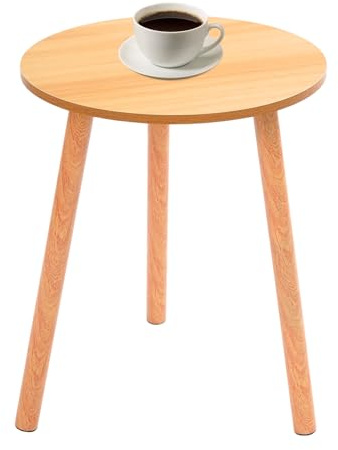 LNINNERY Table d'appoint, table basse, ronde, petite table pour salon, chambre d'adolescent, table de chevet, tabouret à fleurs, table de canapé, 40 x 52 cm, couleur noyer