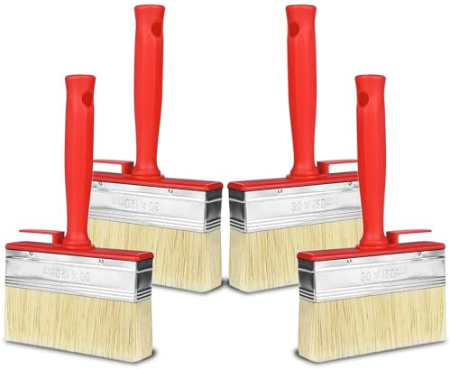 4 stycken ytmålare, 120 mm x 30 mm, lätta plastborst, platt penselset, väggborste, stor pensel, målarborst, för vägg, möbler, staket, trä målning