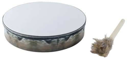 Ausi Shaman Drum Siberian Style Spirit Music Instrument with Handcrafted Wood Body Polyester Leather Drumhead and Drum Stick