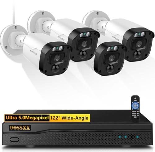 Wired Security Camera System Outdoor Full HD 5MP Definition Home Surveillance Cameras CCTV Camera Security System Surveillance Video DVR Kit (4Cams-0TB)