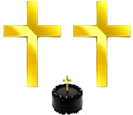 2 Stück Goldenes Kreuz Tortendeko Taufe,Cake Topper Taufe,Firmung Tortendeko Mädchen Junge,Tauftorte Deko,Topp Die Torte,Geeignet Für Hochzeiten Geburtstage Party Weihnachten Taufen Kuchendekorationen