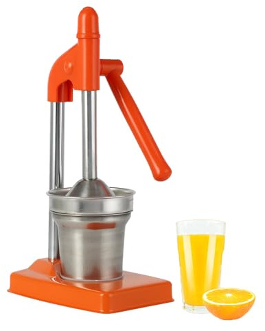 Genérico Exprimidor Manual de Cítricos de Hierro Fundido, Exprimidor Robusto para Limones y Limas, Máquina para Zumo de Limonada, Fácil de Limpiar, Diseño Ergonómico y Antideslizante (Naranja)